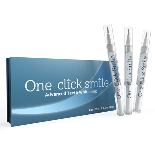 One Click Smile is a teeth whitening system that uses the safest & most effective concentration of Hydrogen Peroxide, incorporating it with LED light technology for 2-8 shades whiter teeth in just 6 days.